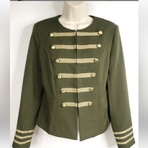 Soho NY&Co Military Look Olive &
Gold Jacket, never warn.